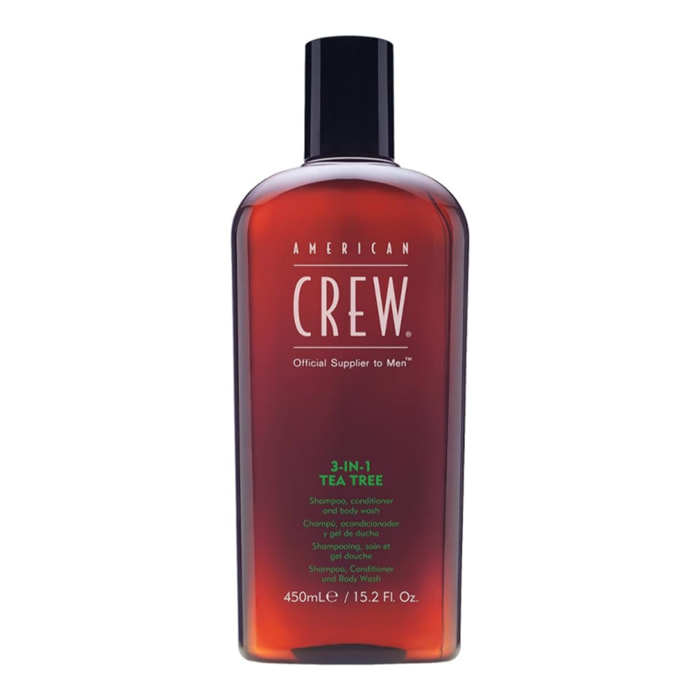 AMERICAN CREW 3 In 1 TEA TREE Shampoo - Conditioner - Body Wash 450ml