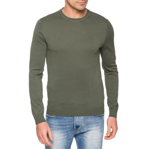 Suéter cuello redondo Hot Buttered algodón Lembar verde militar