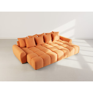 Adelaide - canapé d'angle réversible 4 places avec pouf d'appoint en tissu texturé - Terracotta