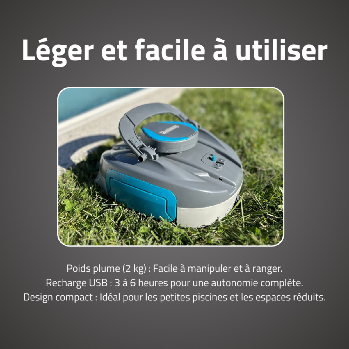 Bestway Robot piscine autonome Agathe - nettoyage fond plat - 15 m² max