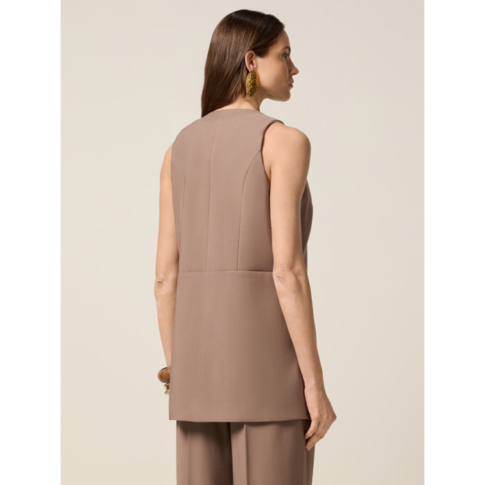 Oltre - Gilet in tessuto misto viscosa - Marrone