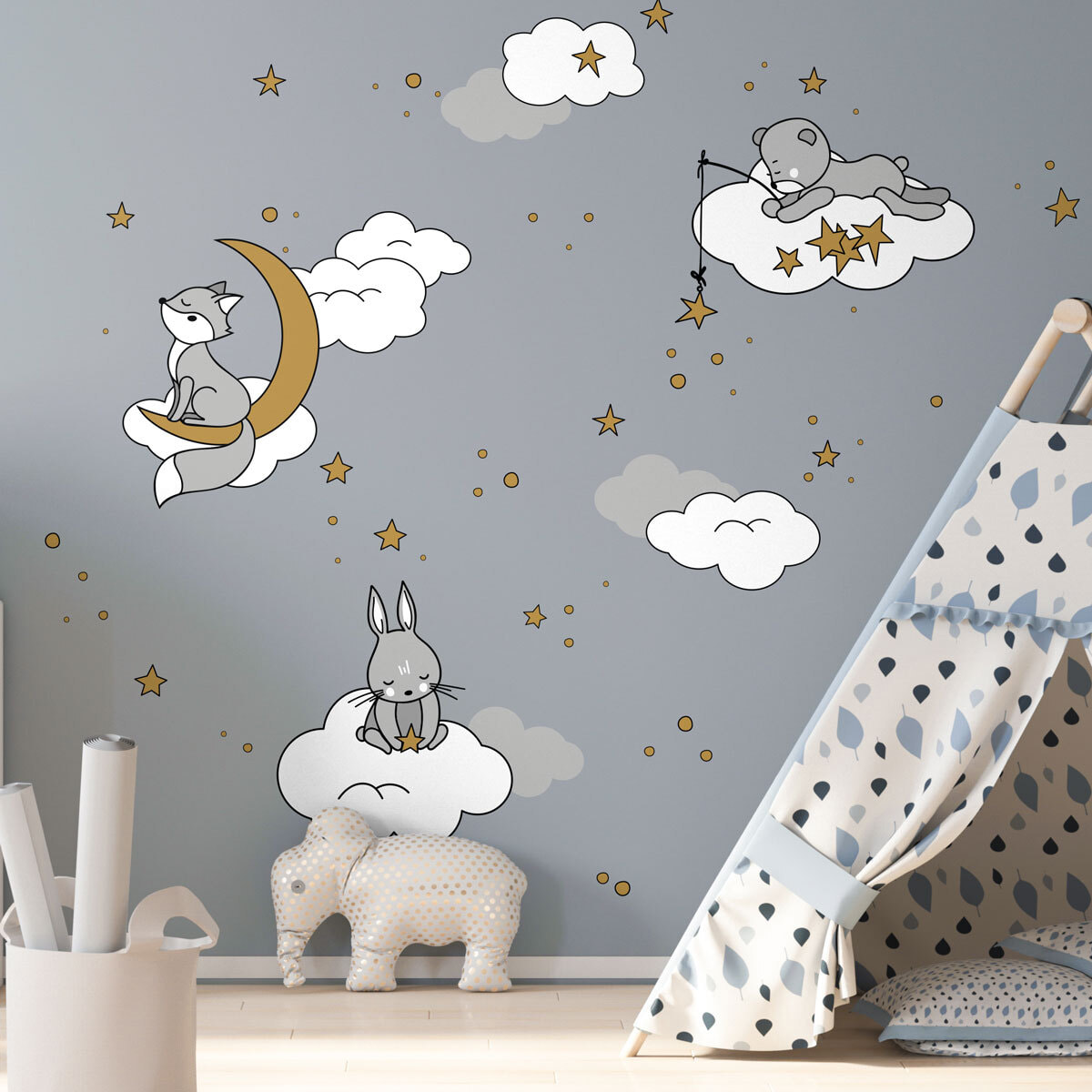 Stickers muraux | Sticker Mural Autocollant - ANIMAUX RÊVEURS SOUS LES ÉTOILES - Stickers adhésifs