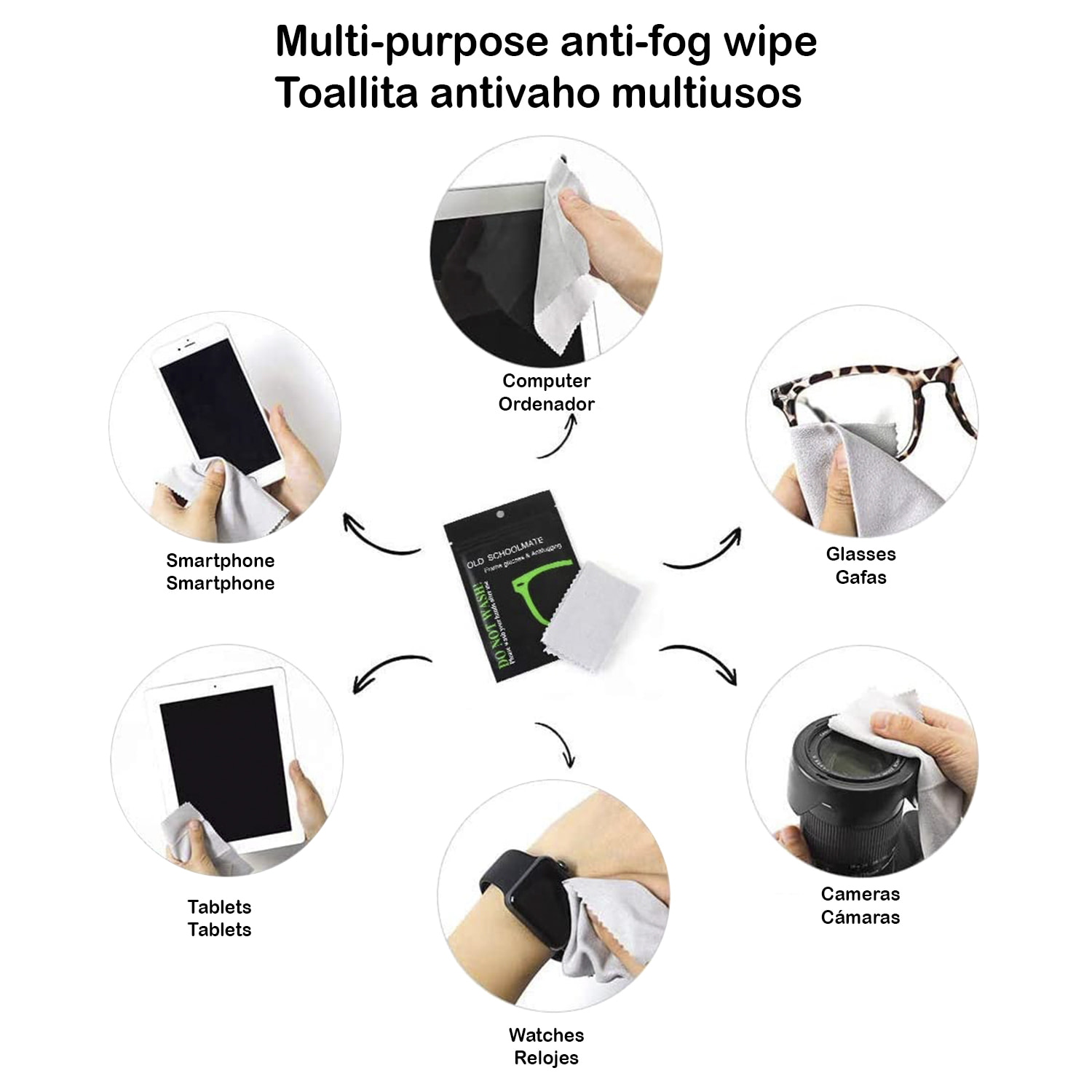 5 pz. Panno antiappannamento per occhiali, lenti, schermi. Panno riutilizzabile.