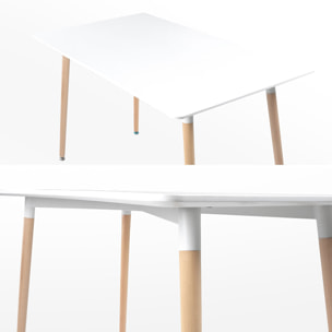 Table rectangulaire 120 × 70cm blanche PIA
