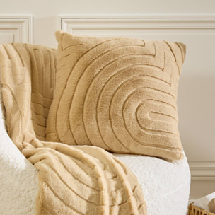 Coussin Arka carré 45x45cm effet fausse fourrure beige