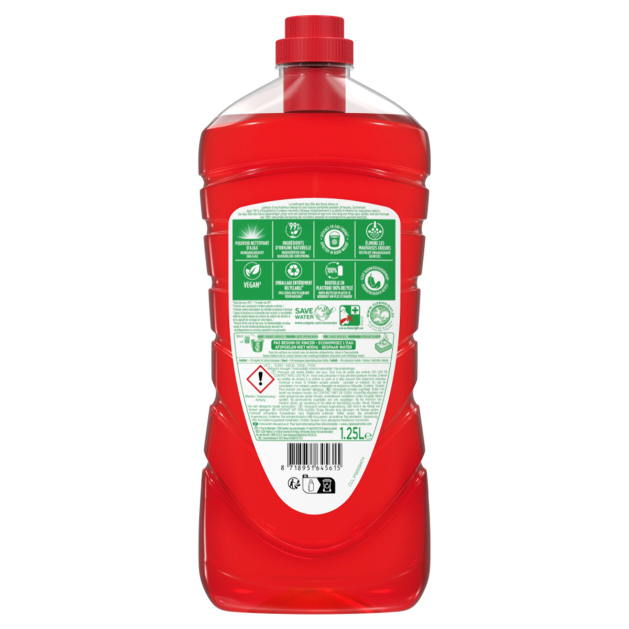 Pack de 12 - Nettoyant ménager Ajax Fêtes des Fleurs Coquelicot 1,25L