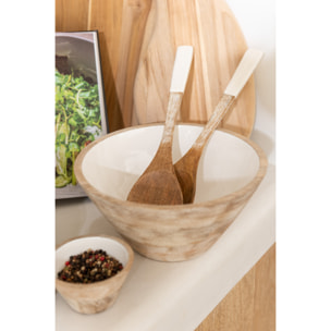 J-Line bol - bois - blanc/naturel - large