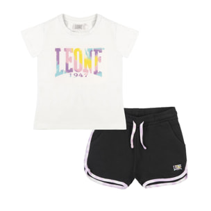 Conjunto niña con camiseta de algodón Leone Rainbow y pantalón corto