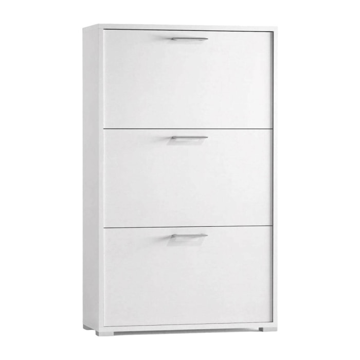 Scarpiera Amelisa, Mobile multiuso da ingresso con 3 ante a ribalta, Armadietto portascarpe moderno, 100% Made in Italy, 67x18h112 cm, Bianco