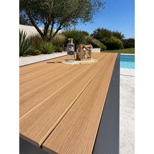 TONGA - Table de jardin en alu plateau polywood aspect bois