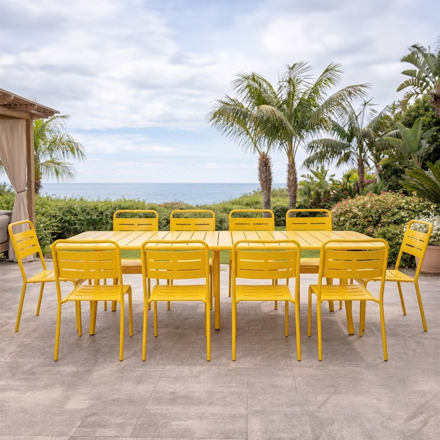 Ensemble table de jardin 200 cm et 8 chaises jaune EVORA