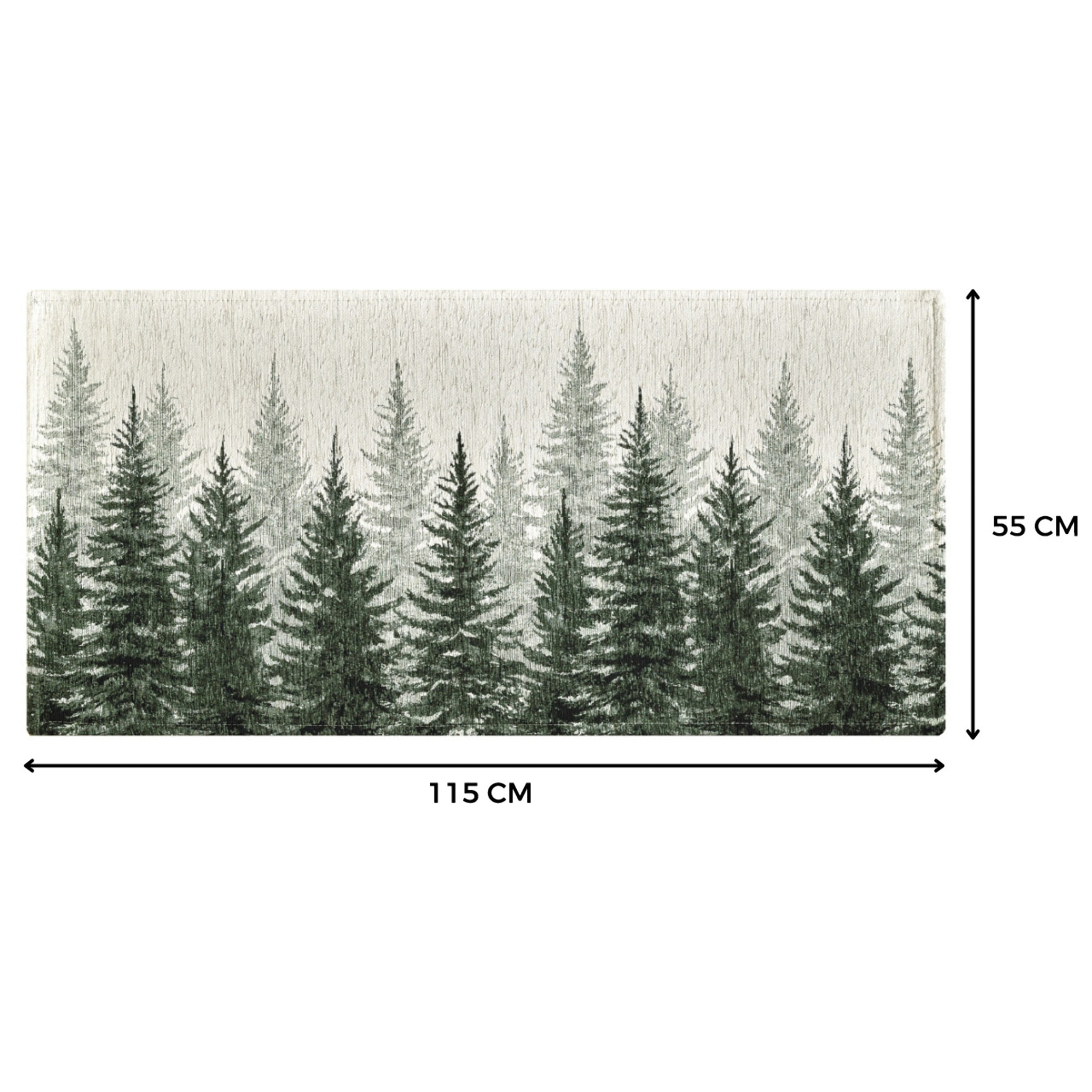 Tappeto Jacquard Ideale Cucina Ingresso Made In Italy Antiscivolo, Lavabile, Morbido Disegno Abeti Verde By Suardi