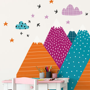 Stickers muraux enfants - Décoration chambre bébé - Autocollant Sticker mural géant enfant montagnes scandinaves NITIKA