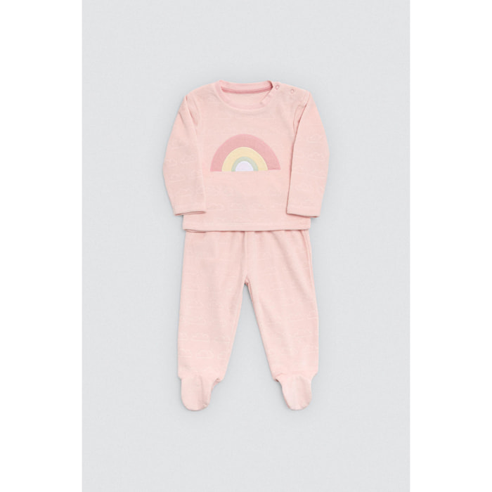 Completo neonato a maniche lunghe rosa Rainbowland