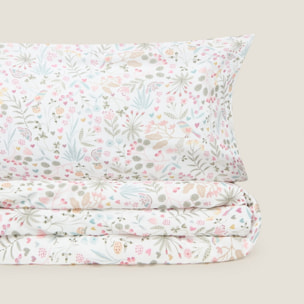 Funda nórdica algodón flores y mariposas Sibel color blanco 100% Algodón percal