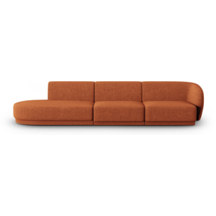 Canapé modulable gauche "Lionel" 4 places en chenille mélange terracotta