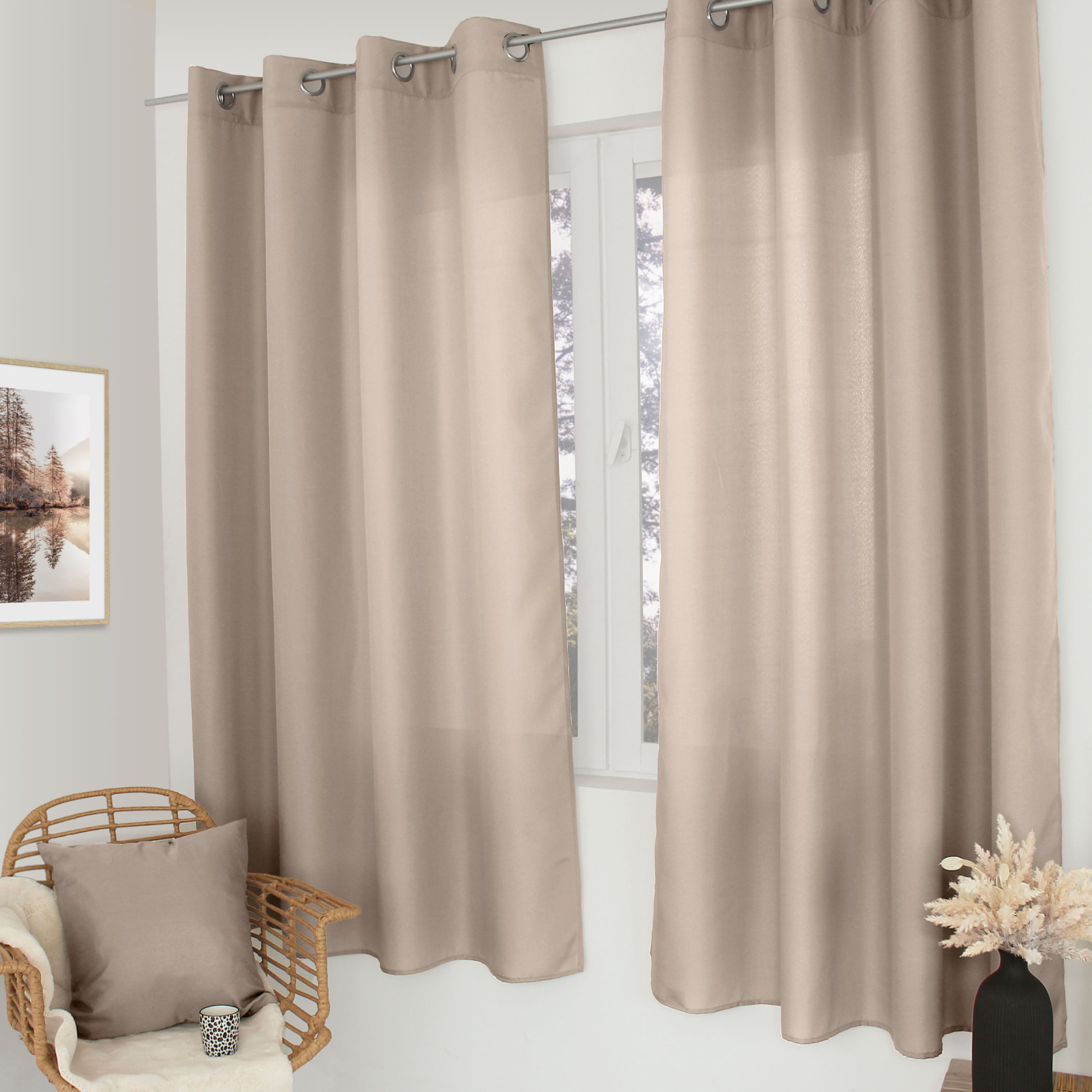 Rideau uni à oeillets - Naturel