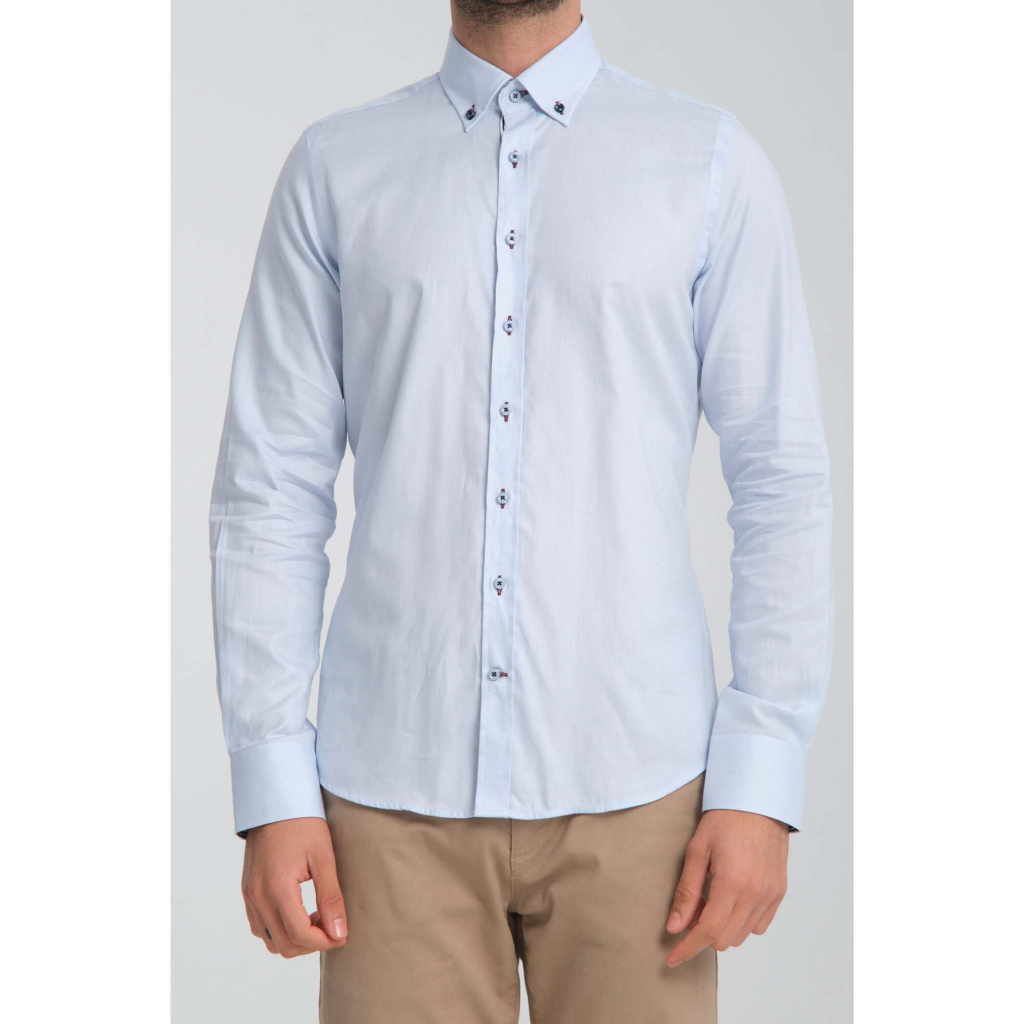 Camicia Uomo Botton Down Slim Oxford unito Celeste