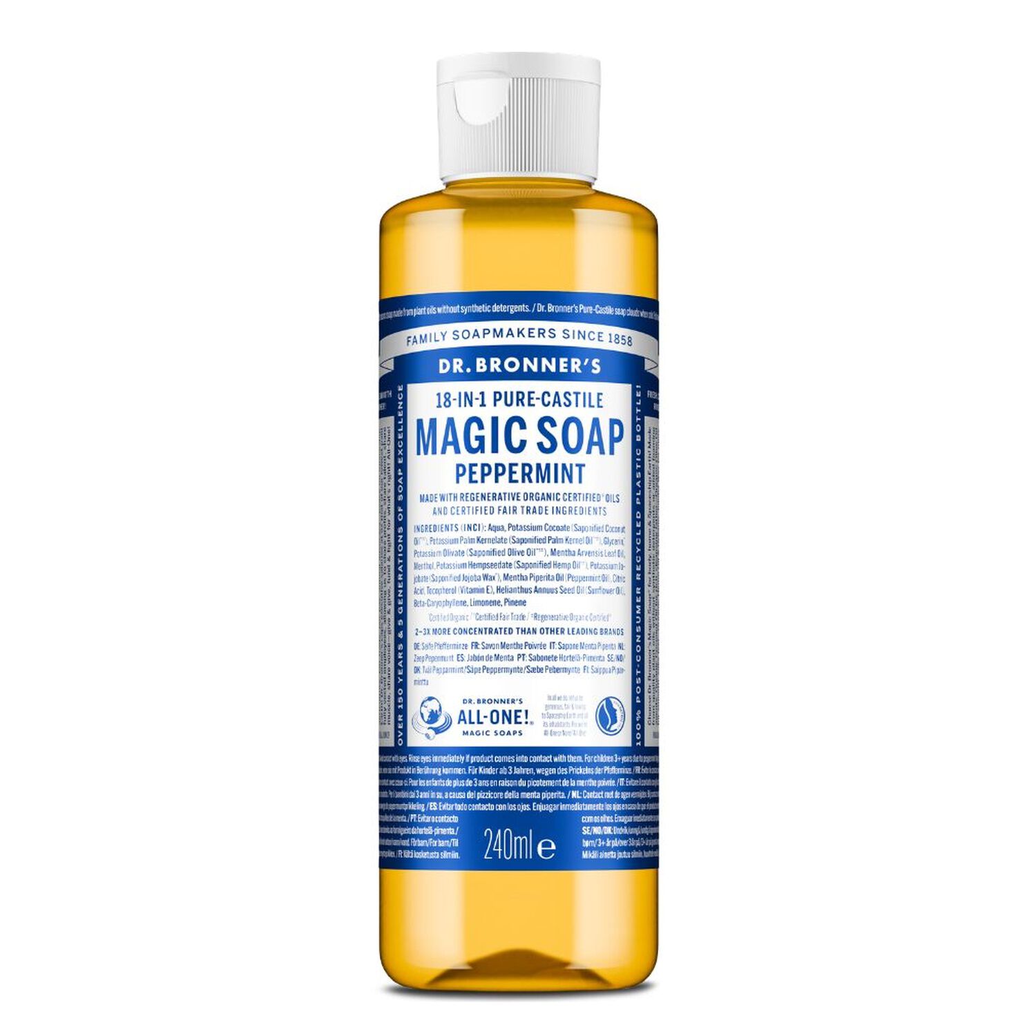 Menthe Poivrée - Savon de Castille Liquide Naturel 18-en-1