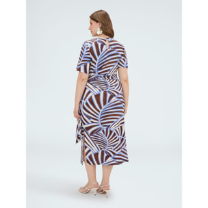 Fiorella Rubino - Vestito midi con stampa e nodo - Marrone