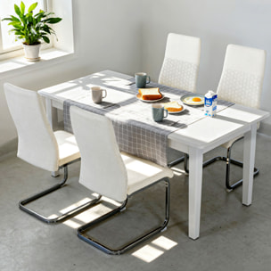 Juego de 4 Sillas de Comedor, Sillas de Cocina con Asiento y Respaldo Acolchado, Tapizado en Terciopelo, Patas de Acero, para Oficina, Conferencia, Sala de Estar, Crema