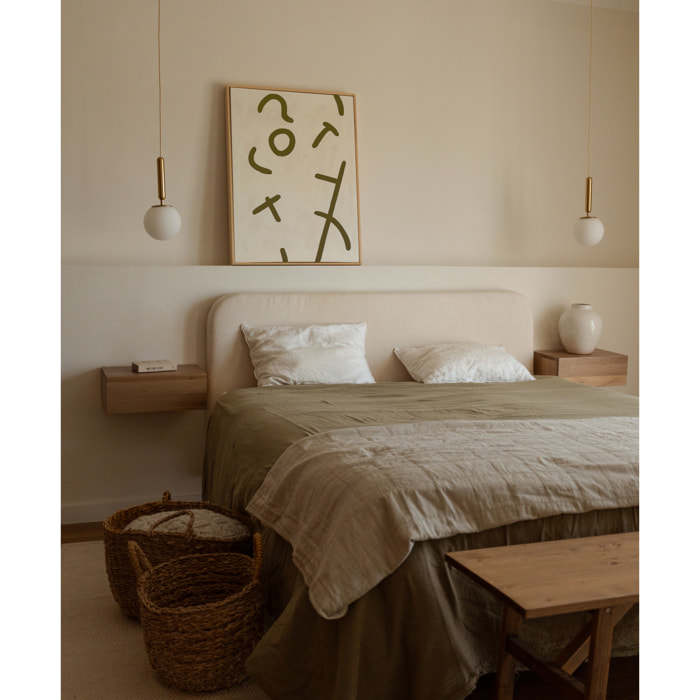 Cuadro beige y verde decorativo sobre algodón con bastidor de madera pintado a mano con pintura al óleo en varias medidas