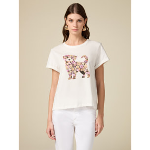 Oltre - T-shirt con stampa e applicazioni - Bianco