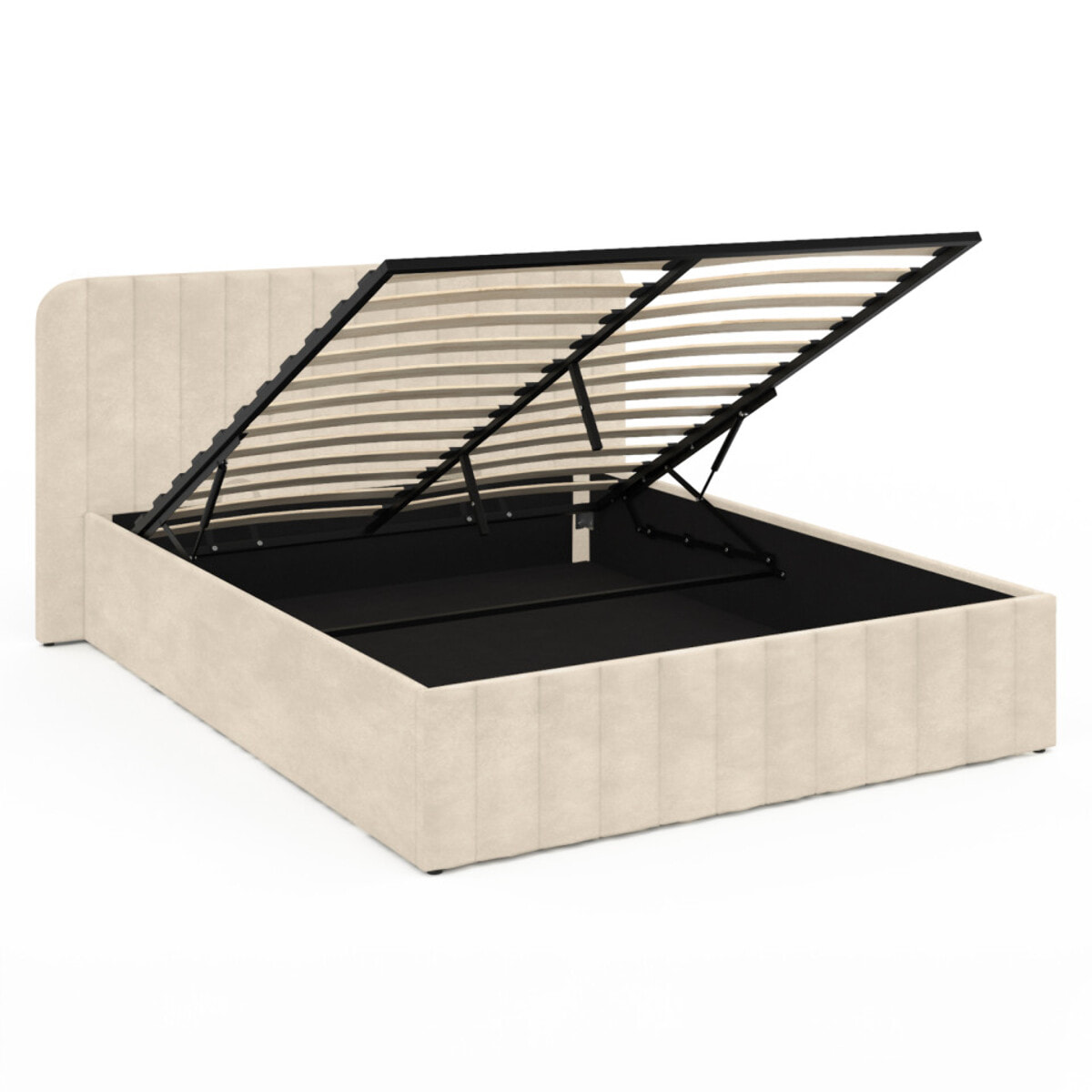 Lit coffre Valentina 140x190cm velours beige