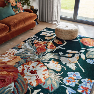 Tapis salon et chambre fait à la main en laine motif floral NIIL