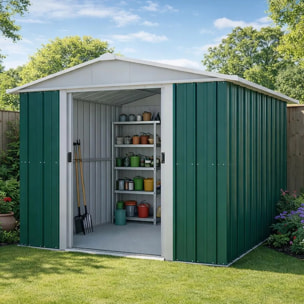 Abri de jardin métal vert Yardmaster 4,68 m² + kit d'ancrage
