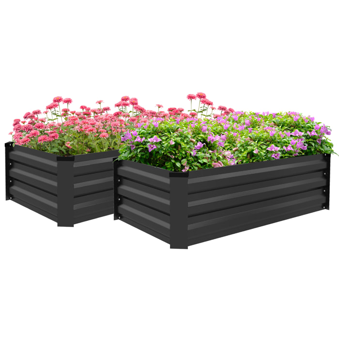 Juego de 2 Jardineras de Exterior de Acero Huerto Urbano Rectangular para Cultivos Plantas Flores para Patio Jardín 100x60x30 cm Gris Oscuro