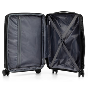 Set di 3 valigie trolley espandibili in PP resistente alla rottura. Serratura TSA numerica, 4 ruote doppie girevoli a 360°.