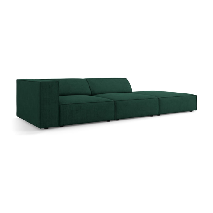 Canapé droit "Arendal" 4 places en chenille avec un effet côtelé vert bouteille