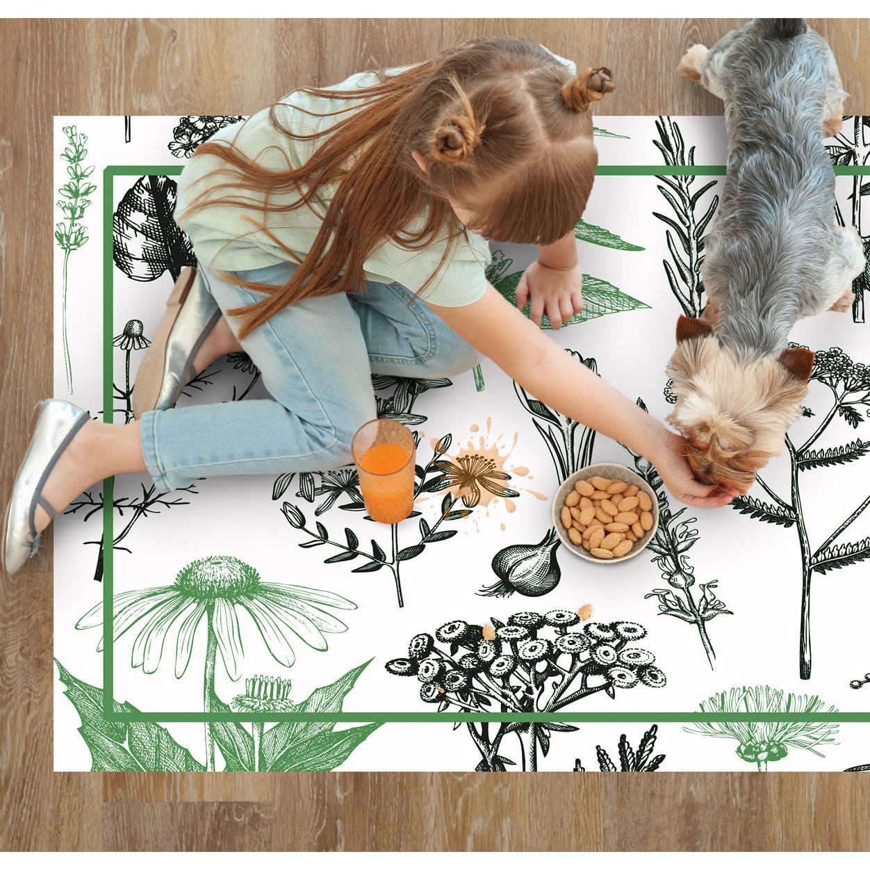 Alfombra de vinilo CERAMIKO, Plantass medicinales menta 66x150 cm