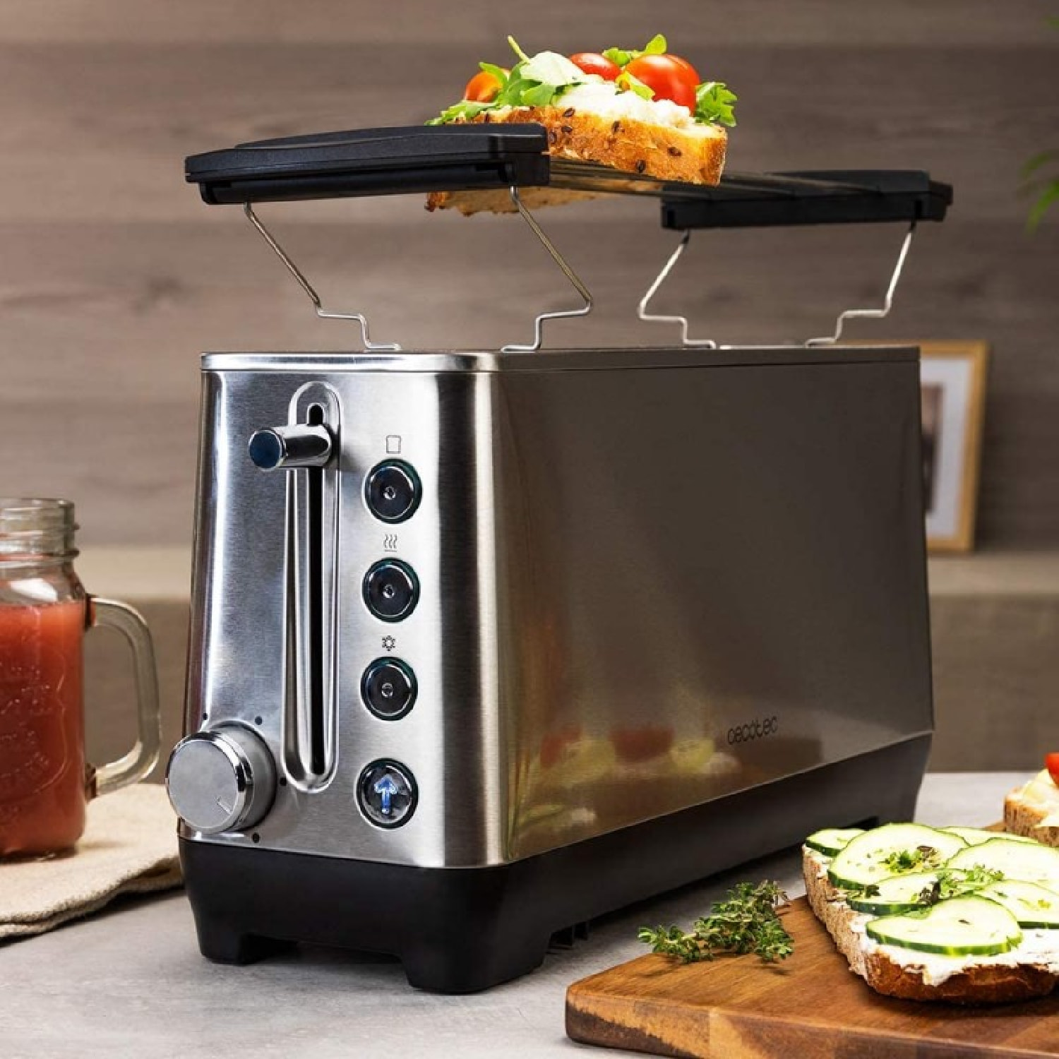 Tostadora BigToast Extra. 1100 W, Ranura Larga Extraancha, 4 Funciones preconfig