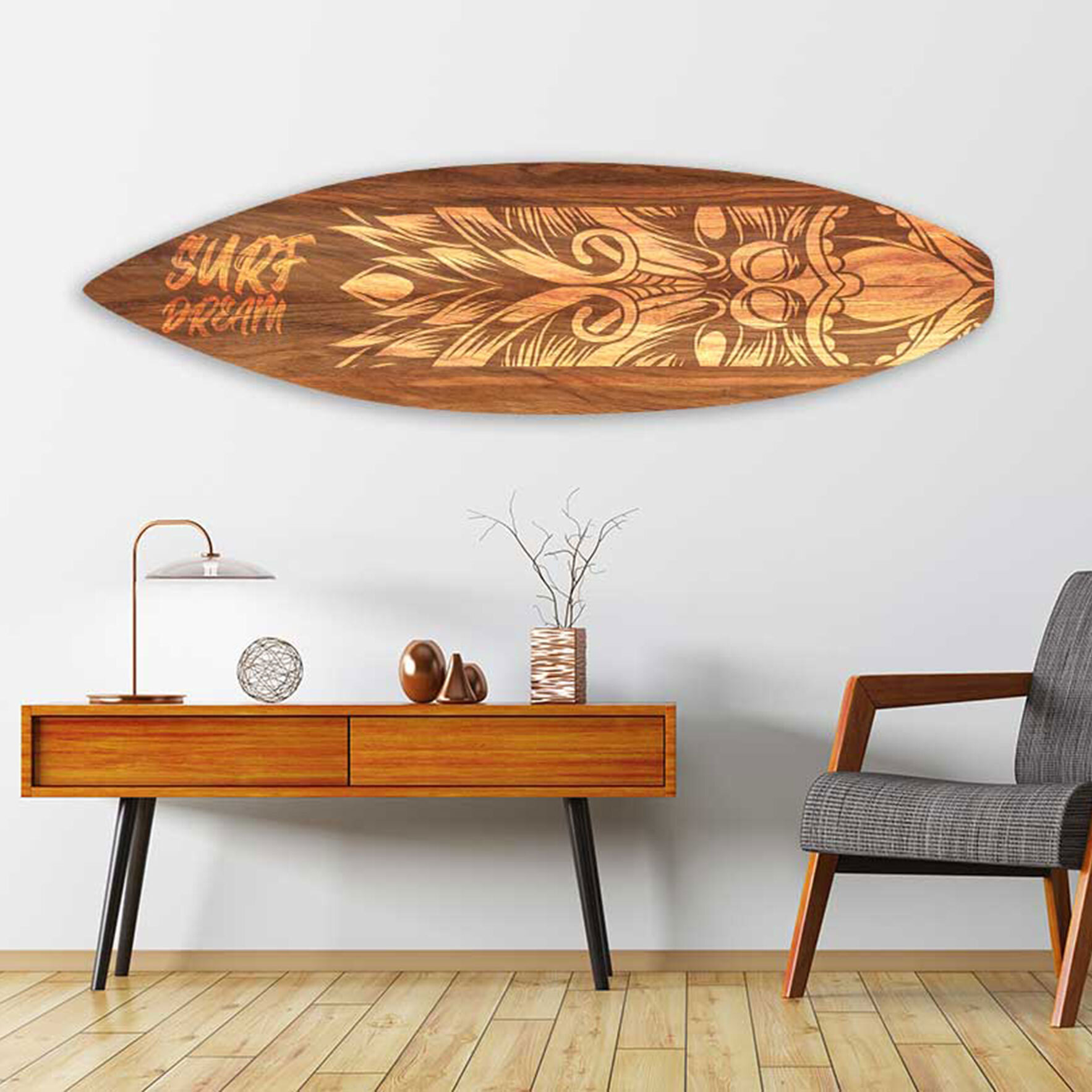 Planche de surf décorative tribu Tableau alu Dibond