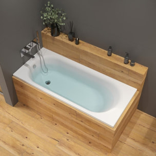 Project 170x70x45 cm baignoire rectangulaire en acrylique coulé 204 L + pieds + vidage + siphon, blanc (SATVAPRO170-SETP1)