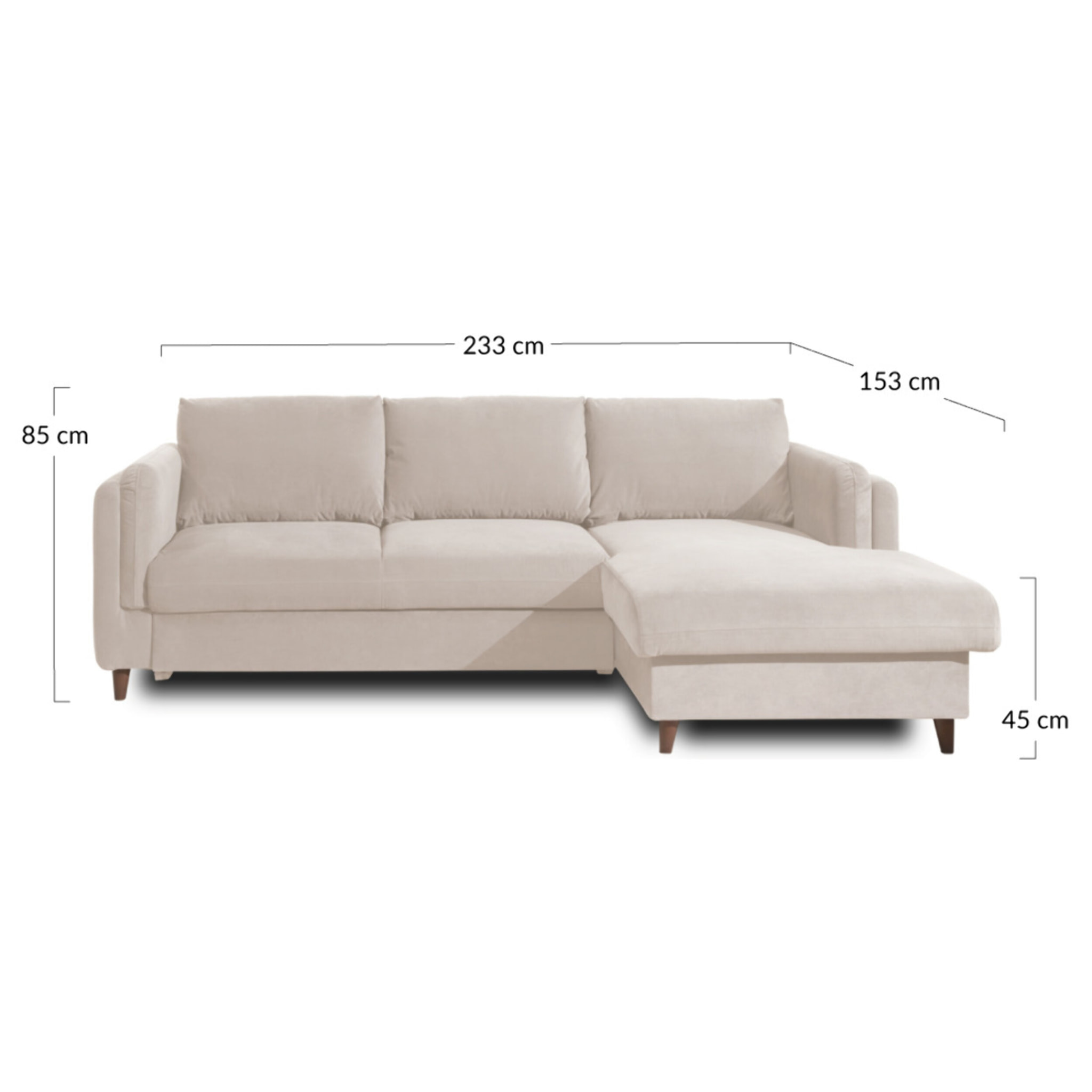 Brooke - canapé d'angle droit - convertible avec coffre - 4 places - en velours - Gris foncé