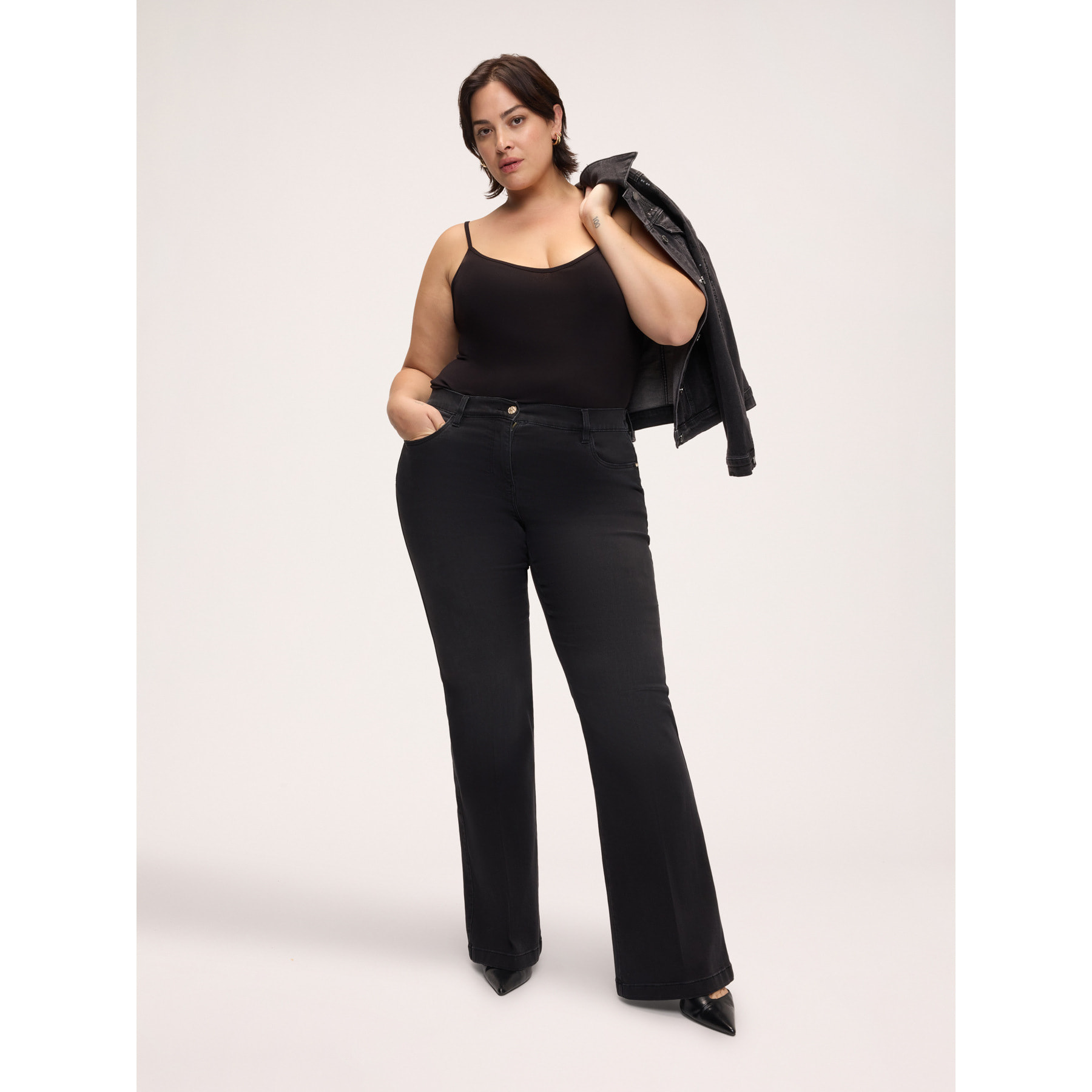 Fiorella Rubino - Top de punto de viscosa con escote en V - Negro