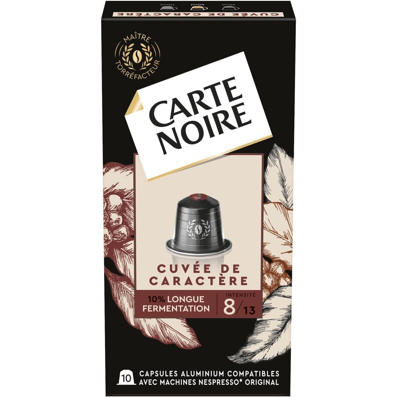 image-Café Cuvée de caractère x10 - Capsules compatibles Nespresso en aluminium
