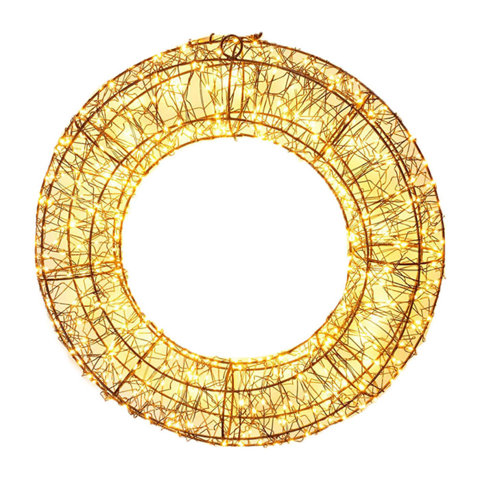 corona luminosa con 500 luces led blanco cálido marco de metal 38cm