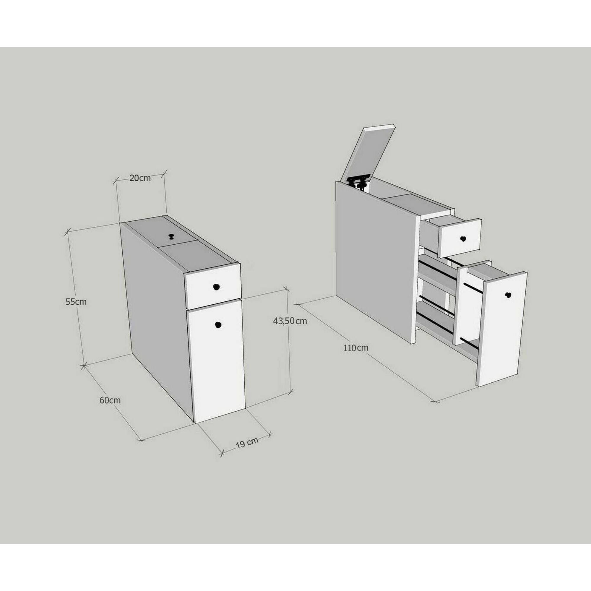 Mobile sottolavabo Isidora, Mobiletto da bagno, Contenitore porta lavabo, Armadio per lavandino, 20x60h55 cm, Quercia