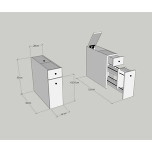 Mobile sottolavabo Isidora, Mobiletto da bagno, Contenitore porta lavabo, Armadio per lavandino, 20x60h55 cm, Quercia