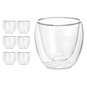 PACK 6 VASOS BOROSILICATO doble pared CAFE 100 ML