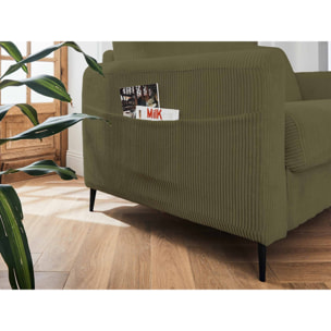 Owen - canapé 3 places convertible - couchage quotidien - matelas 12 cm - en velours côtelé - Vert