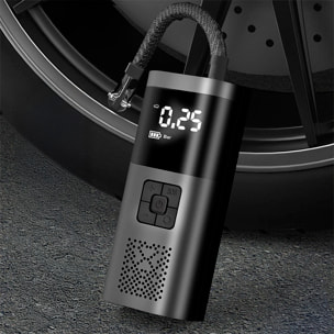 Pompa d'aria portatile e wireless per auto, 150PSI con luce LED, 3 modalità d'uso e 4 ugelli inclusi.
