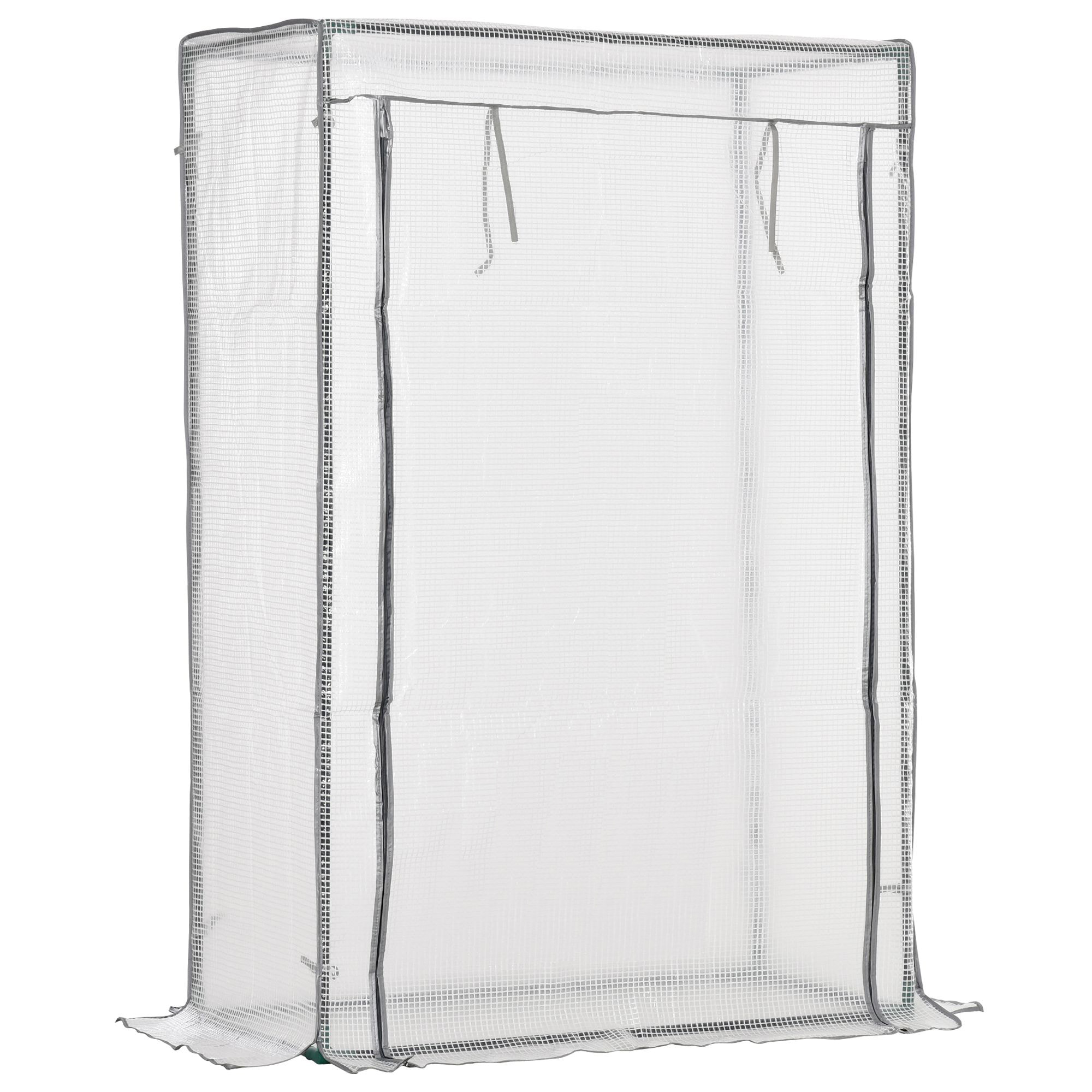 Serre de jardin serre à tomates porte zippée déroulante - 1x0,5x1,5m - acier PVC blanc transparent