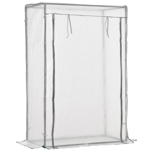 Serre de jardin serre à tomates porte zippée déroulante - 1x0,5x1,5m - acier PVC blanc transparent