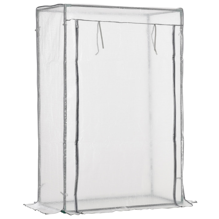 Serre de jardin serre à tomates porte zippée déroulante - 1x0,5x1,5m - acier PVC blanc transparent