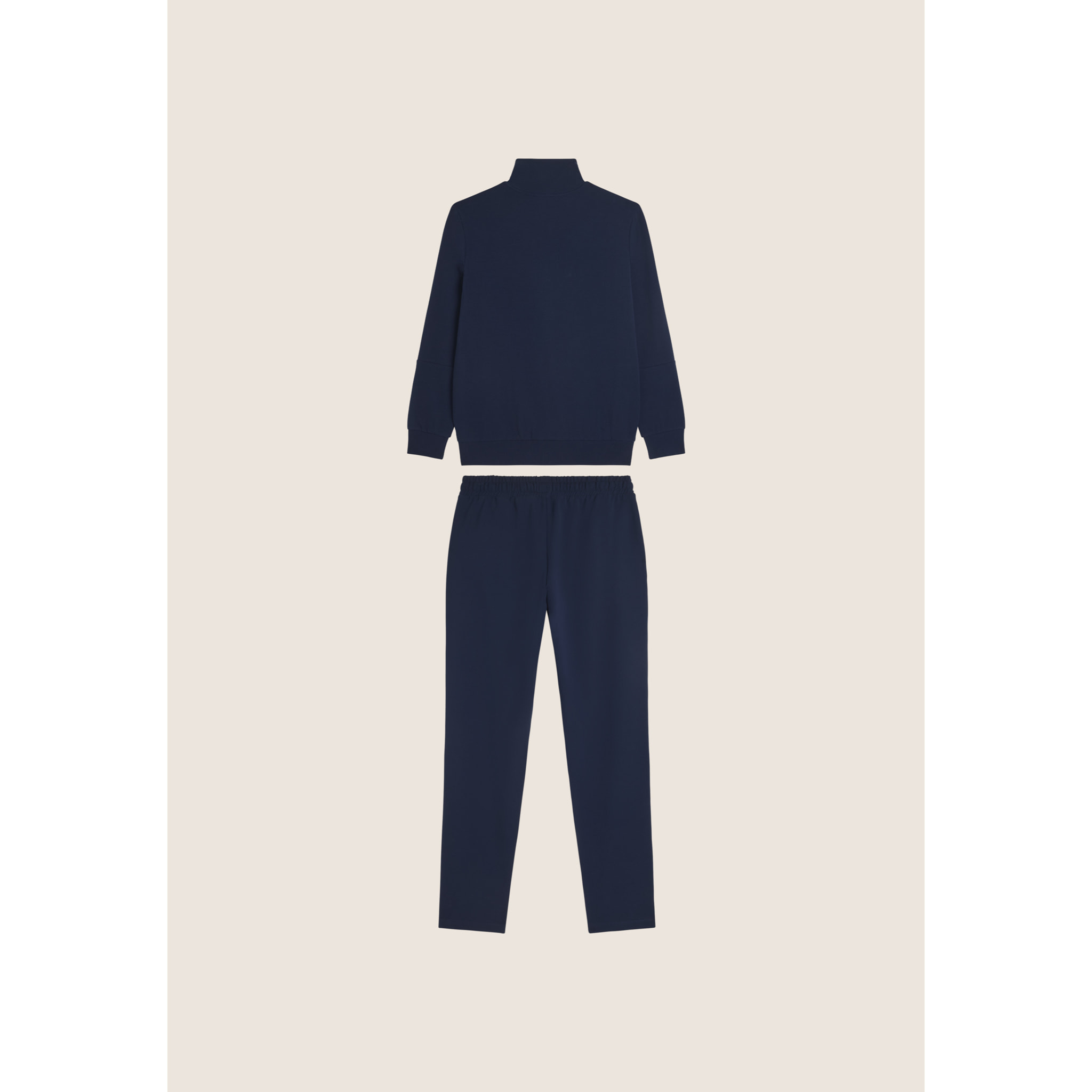 Tuta uomo zip e collo alto in French Terry con bande in tono